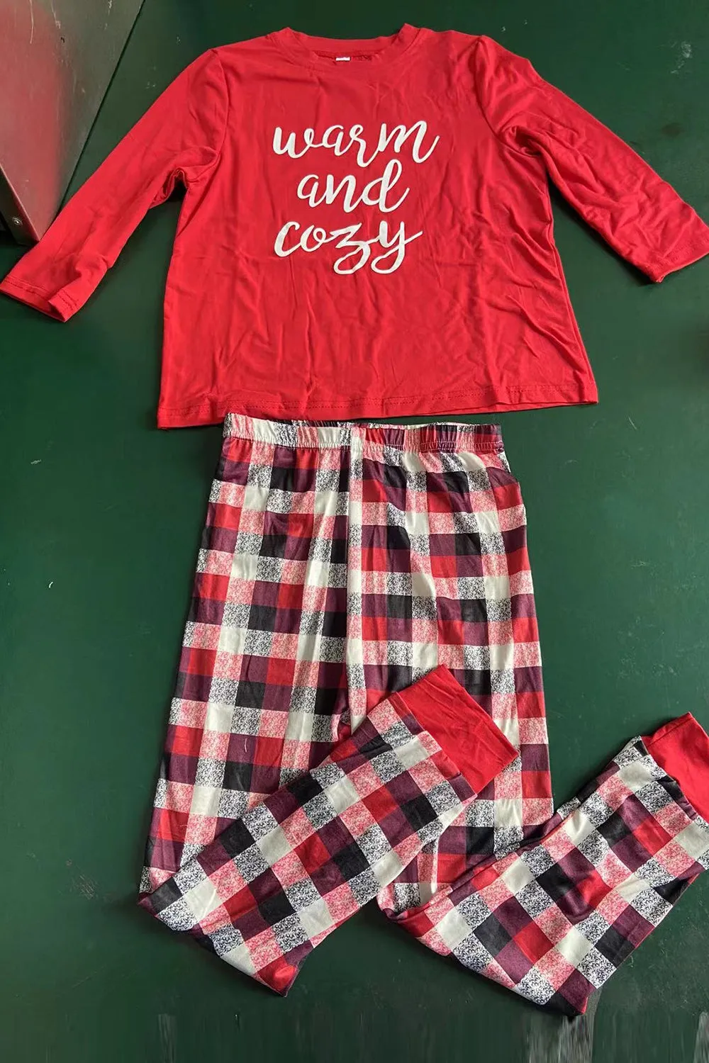 Matching Family Soft Pajamas Red Plaid Pants Warm Loose Basic Fashion Pajama Set sold by Zapaka product image thumbnail 2