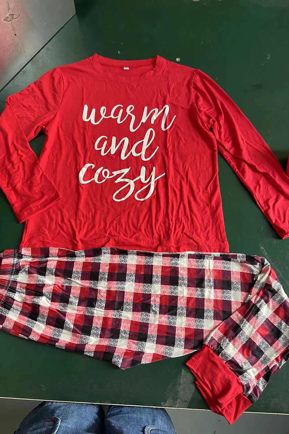 Matching Family Soft Pajamas Red Plaid Pants Warm Loose Basic Fashion Pajama Set sold by Zapaka product image thumbnail 3