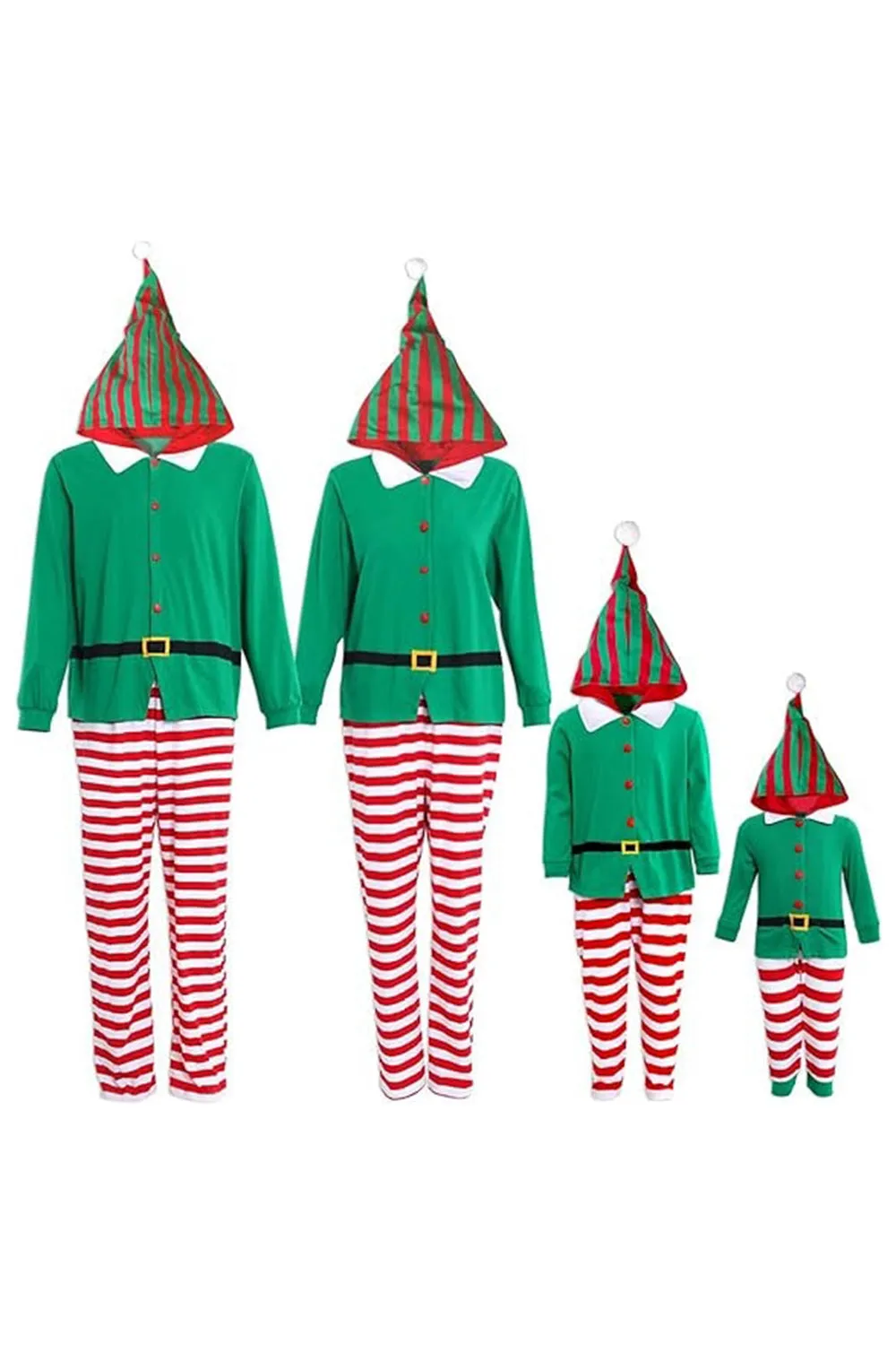 Green Pajamas with Striped Pants Family Matching Christmas Pajamas Set sold by Zapaka