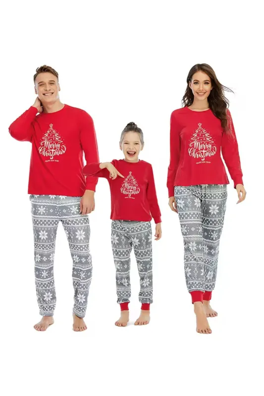 Casual Loose Long Sleeve Nightwear Merry Christmas Tree Matching Pyjamas Pajamas Set sold by Zapaka