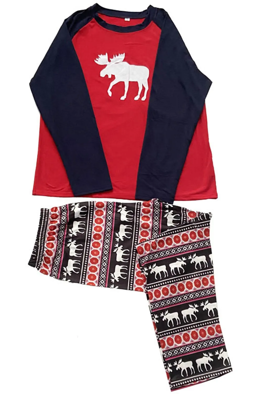 Red Family Pajama Reindeer Long Sleeve Christmas Pajama Set sold by Zapaka