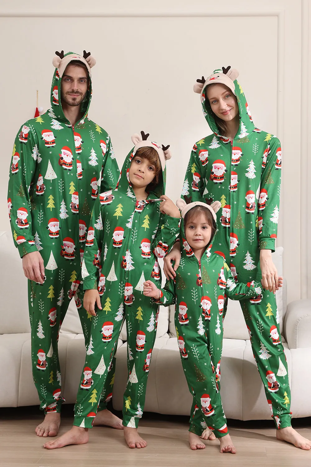 Green Christmas Pajamas for Family Matching Christmas for Women Men Hooded One Piece Pjs Holiday Sleepwear sold by Zapaka