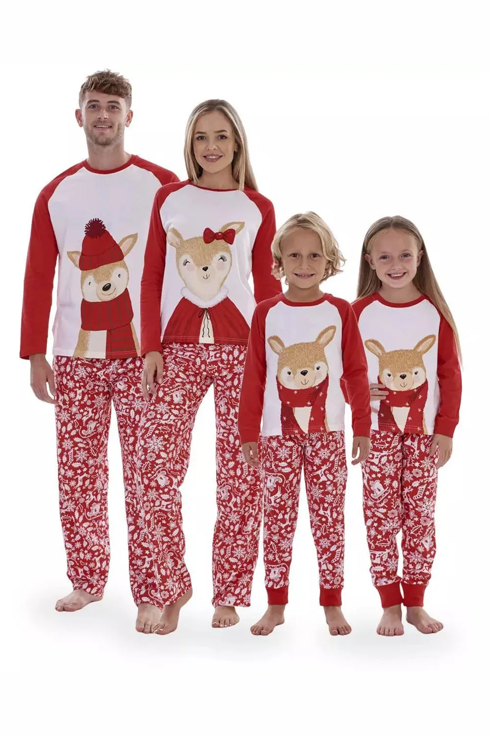 Suitable for Family Adult Deer Christmas Cotton Clothes Large Size Red Pajamas Set sold by Zapaka