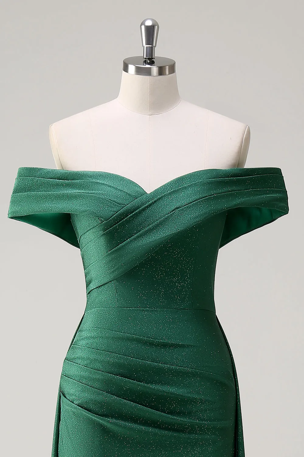 Glitter Dark Green Off the Shoulder Mermaid Prom Dress sold by Zapaka product image thumbnail 4