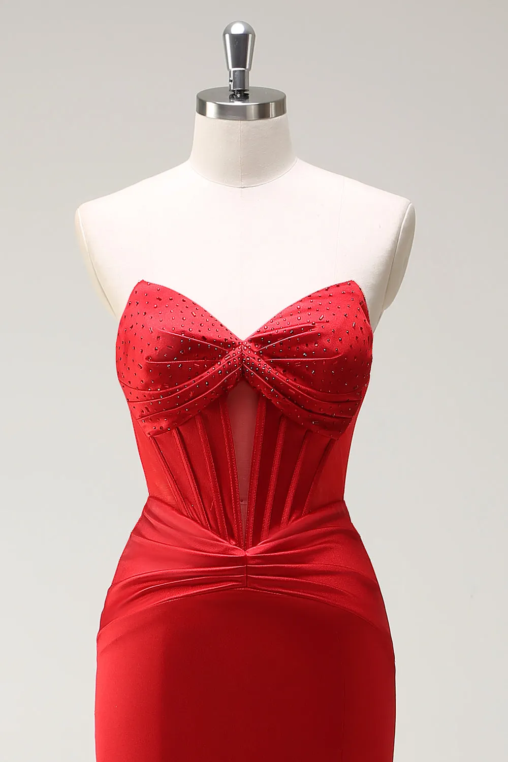 Mermaid Sweetheart Red Corset Long Prom Dress with Slit sold by Zapaka product image thumbnail 4