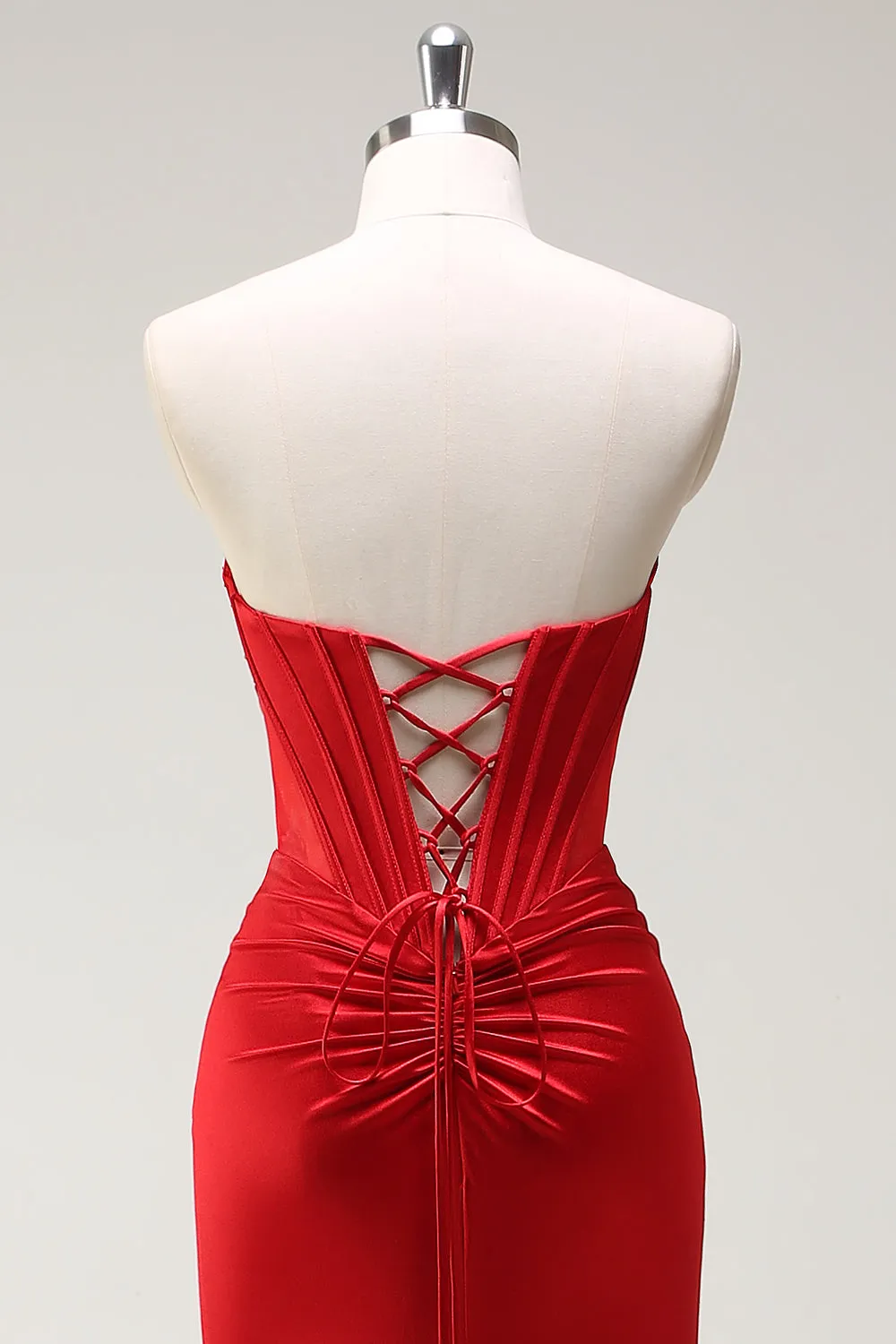 Mermaid Sweetheart Red Corset Long Prom Dress with Slit sold by Zapaka product image thumbnail 5