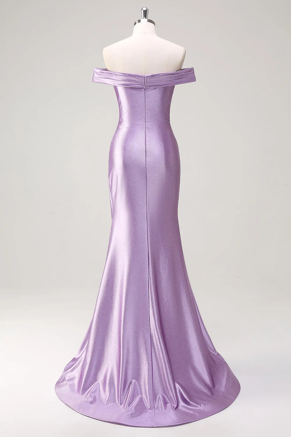 Lilac Mermaid Off the Shoulder Ruched Long Prom Dress sold by Zapaka product image thumbnail 2