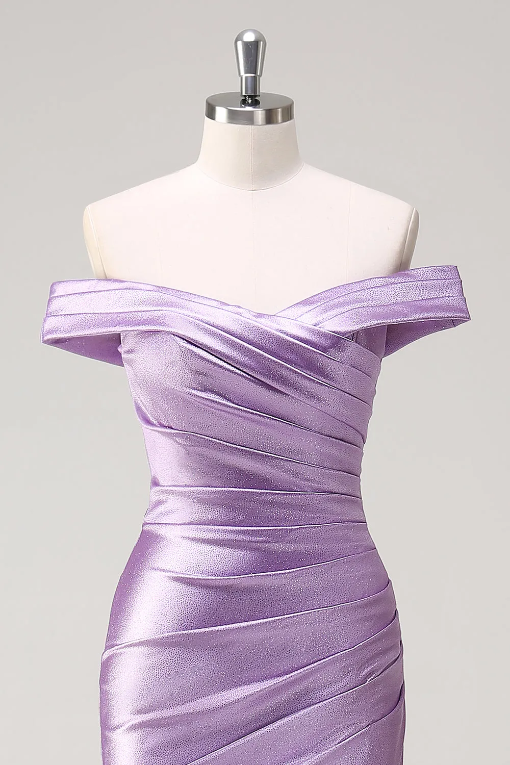 Lilac Mermaid Off the Shoulder Ruched Long Prom Dress sold by Zapaka product image thumbnail 4