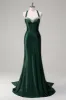 Sparkly Dark Green Mermaid Halter Corset Sequin Prom Dress sold by Zapaka