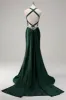 Sparkly Dark Green Mermaid Halter Corset Sequin Prom Dress sold by Zapaka