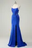 Royal Blue Mermaid Corset Spaghetti Straps Appliqued Long Prom Dress sold by Zapaka