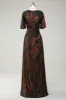 Dark Green Square Neck Long Bridesmaid Dress with Short Sleeves sold by Zapaka