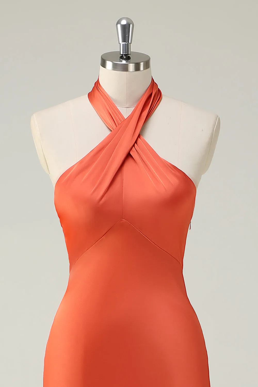 Orange Mermaid Cross Halter Open Back Long Bridesmaid Dress sold by Zapaka product image thumbnail 4