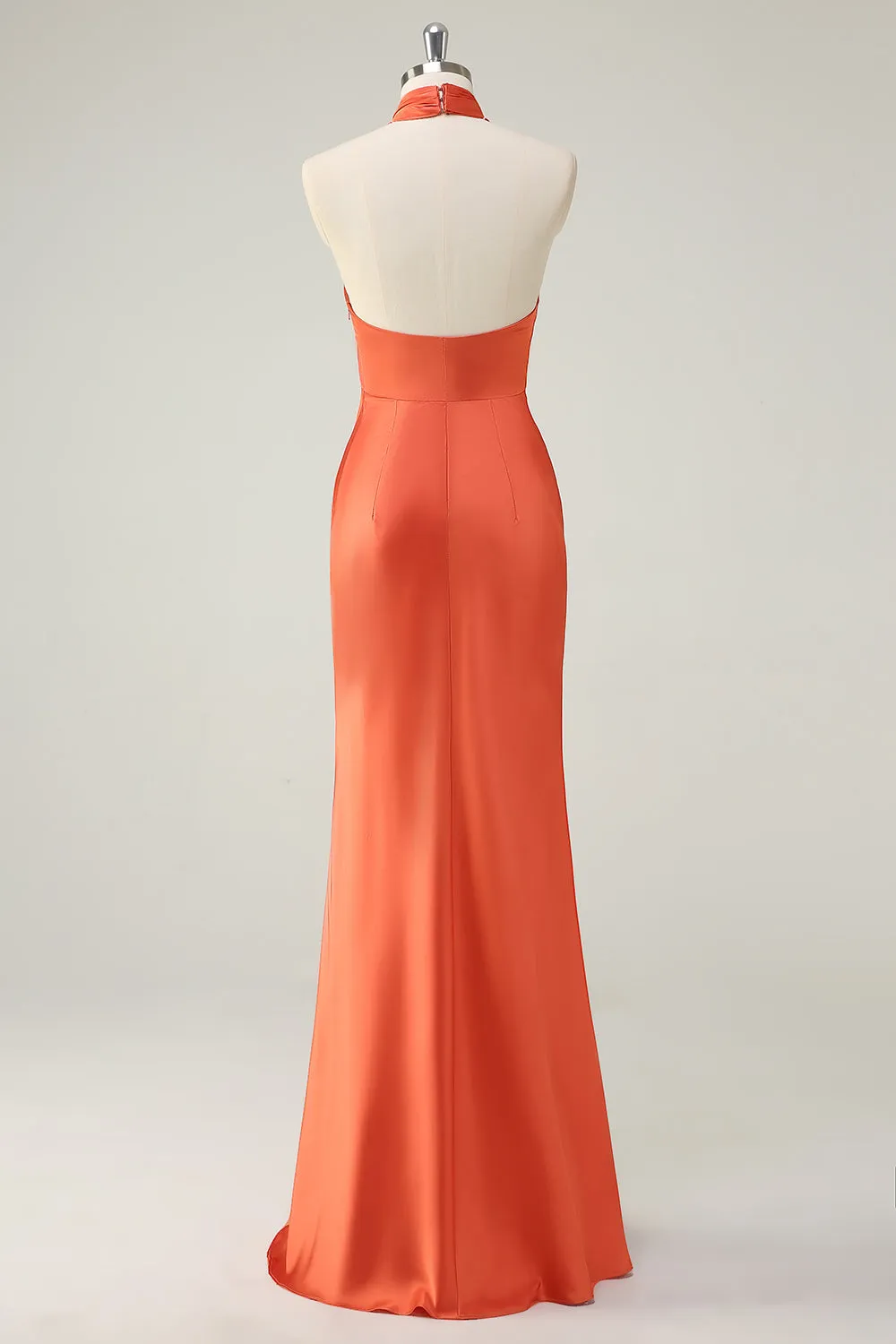 Orange Mermaid Cross Halter Open Back Long Bridesmaid Dress sold by Zapaka product image thumbnail 2