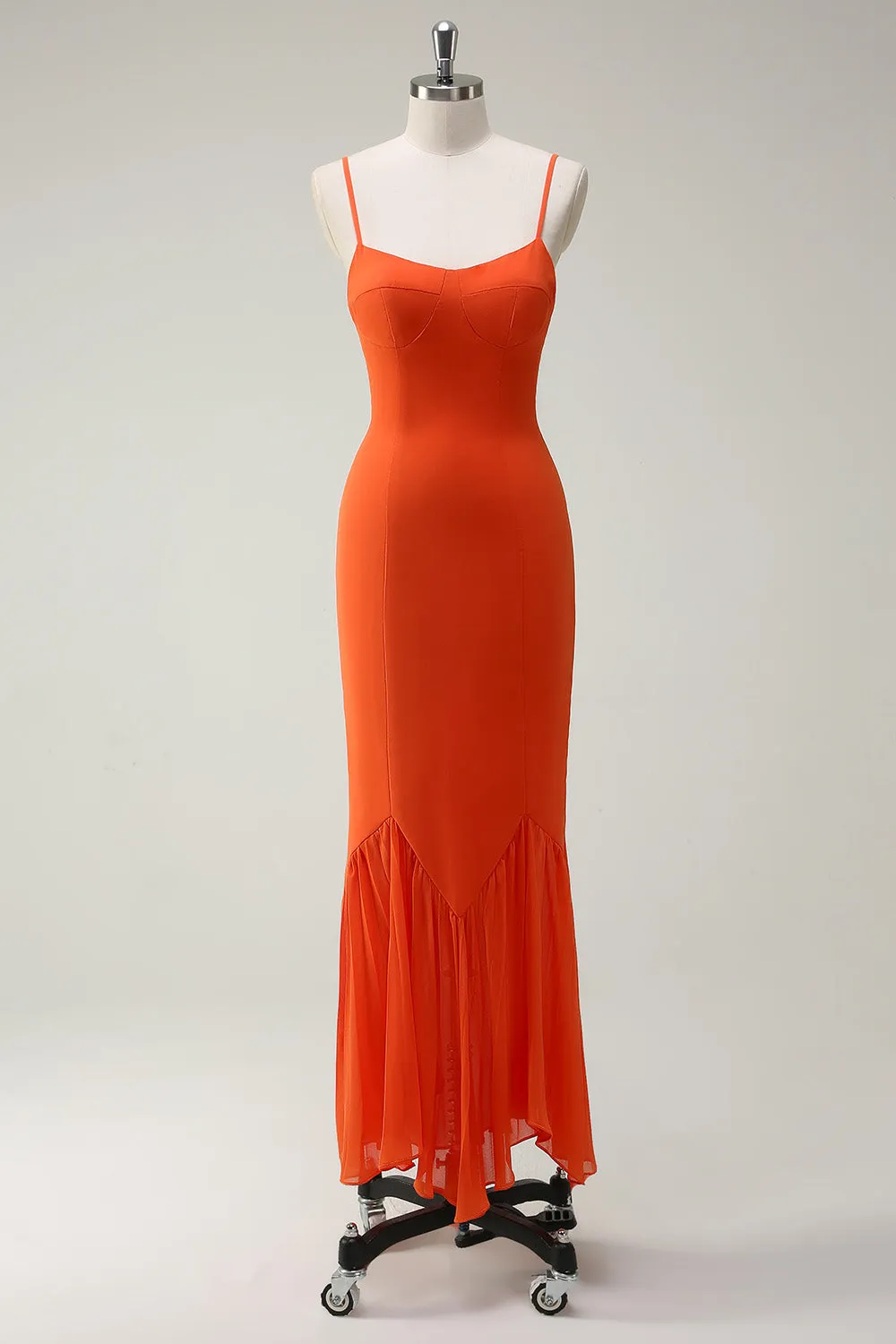 Sunset Mermaid Spaghetti Straps Long Bridesmaid Dress sold by Zapaka
