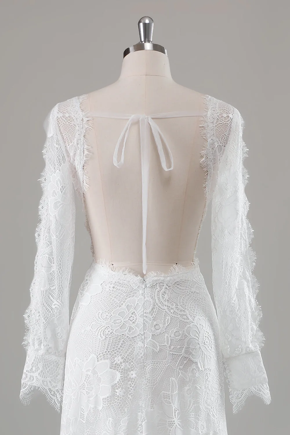 Romantic Ivory Lace Mermaid Wedding Dress with Slit sold by Zapaka product image thumbnail 5