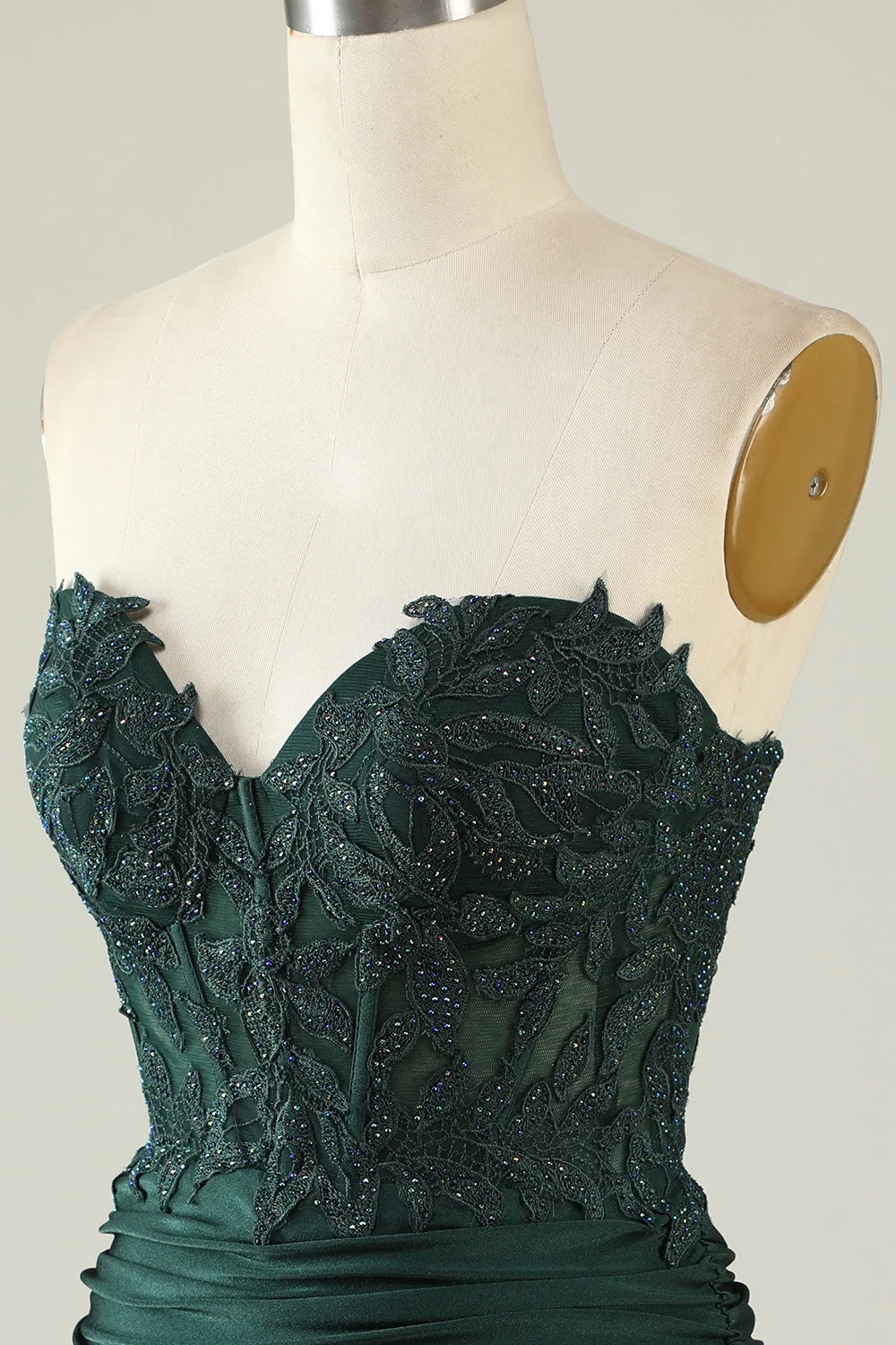 Strapless Dark Green Short Cocktail Dress with Beading sold by Zapaka product image thumbnail 5