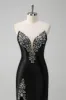 Black Mermaid V Neck Strapless Long Prom Dress with Beading sold by Zapaka