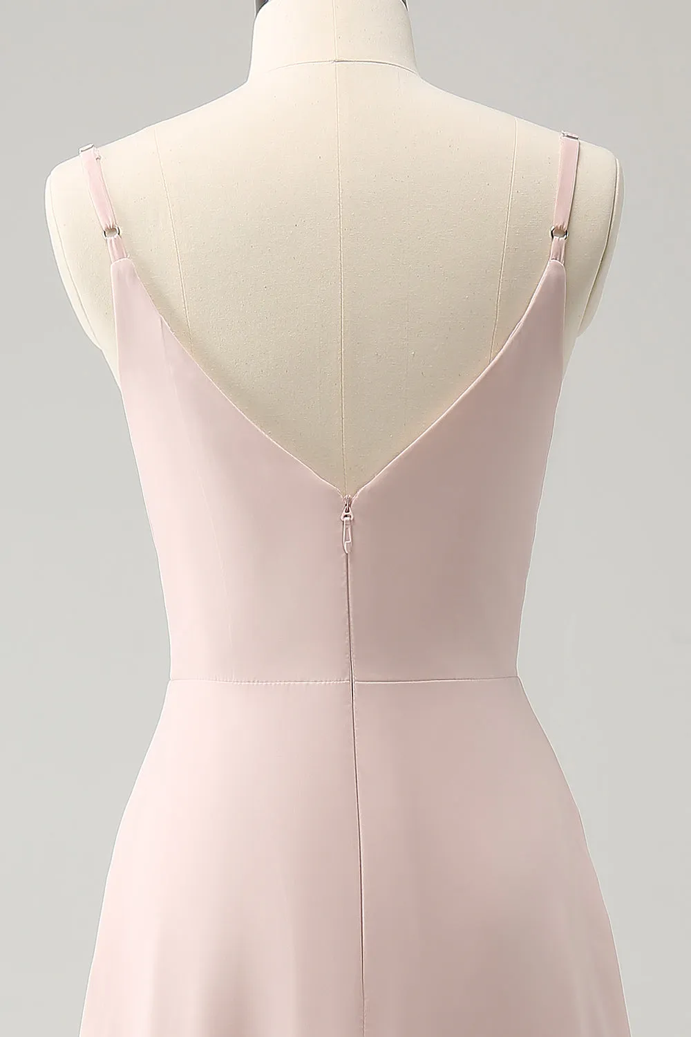 Pink Spaghetti Straps Cowl Neck Chiffon Bridesmaid Dress sold by Zapaka product image thumbnail 5
