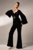 Black Sequin Long Sleeves Jumpsuit with Belt sold by Zapaka