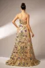 Sparkly Floral Apricot A-Line Long Prom Dress sold by Zapaka