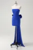 Royal Blue Strapless Short Prom Dress With Big Bow Flowing Train sold by Zapaka
