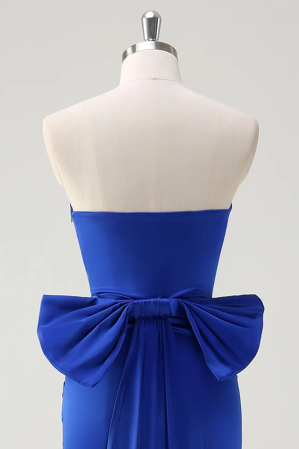 Royal Blue Strapless Short Prom Dress With Big Bow Flowing Train sold by Zapaka product image thumbnail 5