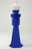 Royal Blue Strapless Short Prom Dress With Big Bow Flowing Train sold by Zapaka