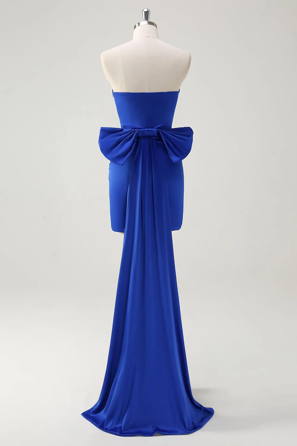 Royal Blue Strapless Short Prom Dress With Big Bow Flowing Train sold by Zapaka product image thumbnail 2
