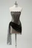 Sparkly Black Strapless Sequin Short Prom Dress with Streamer sold by Zapaka