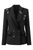 Sparkly Black Notched Lapel Rhinestones Women Party Blazer sold by Zapaka