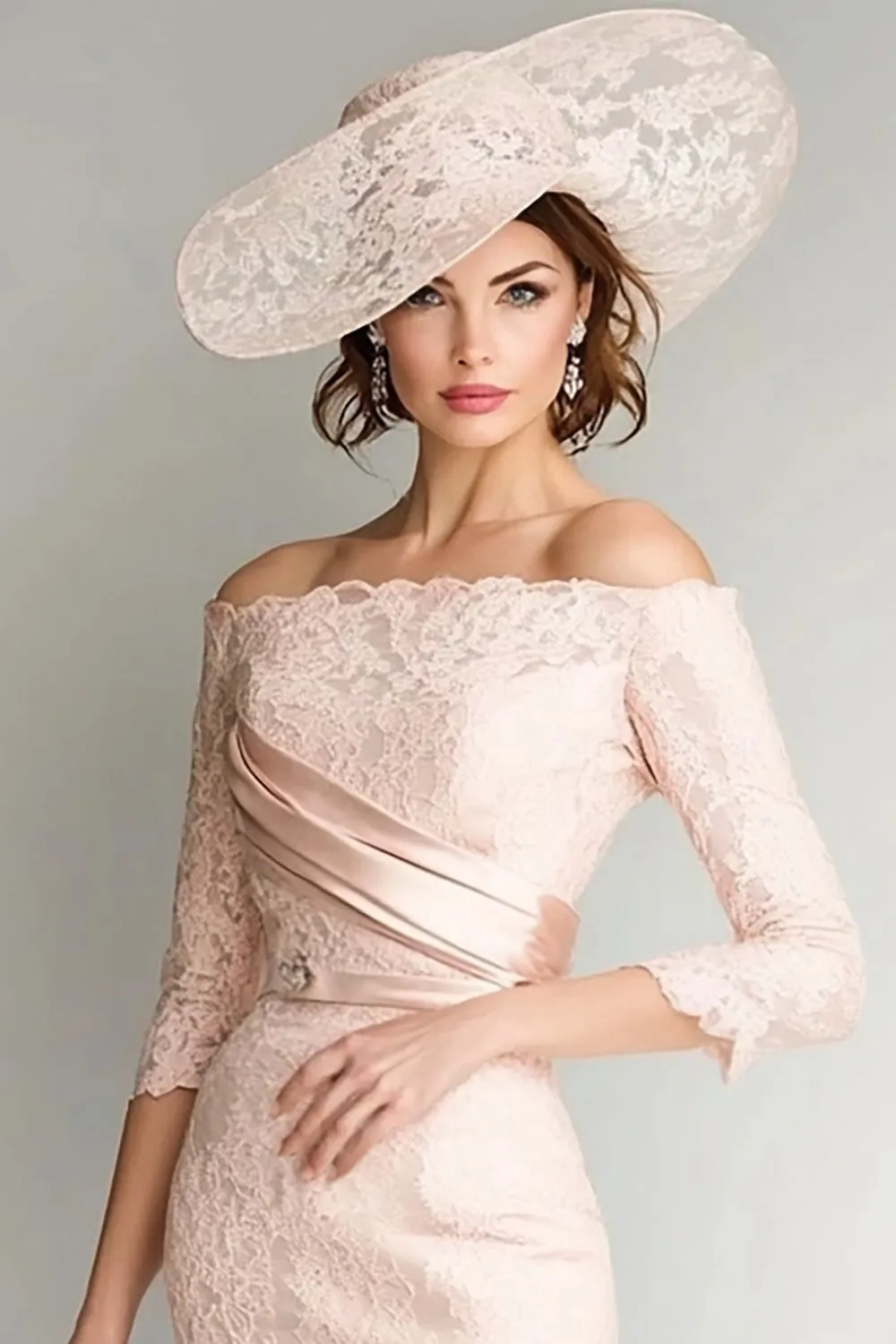 Blush Bodycon Off The Shoulder Lace Ruched Mother of The Bride Dress sold by Zapaka product image thumbnail 2