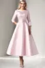 Pink Satin A Line Tea Length Mother of the Bride Dress sold by Zapaka