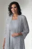 Light Grey 2 Piece Lace Mother of Bride Pant Suits sold by Zapaka