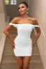 Bodycon Off the Shoulder Corset White Cocktail Dress sold by Zapaka