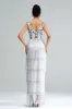 White Sheath Long Prom Dress With Fringes sold by Zapaka