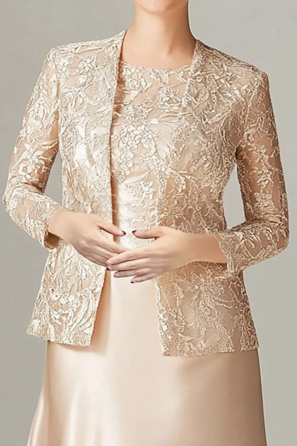 A-Line Champagne Chiffon 2-Piece Mother of the Bride Dress sold by Zapaka product image thumbnail 2