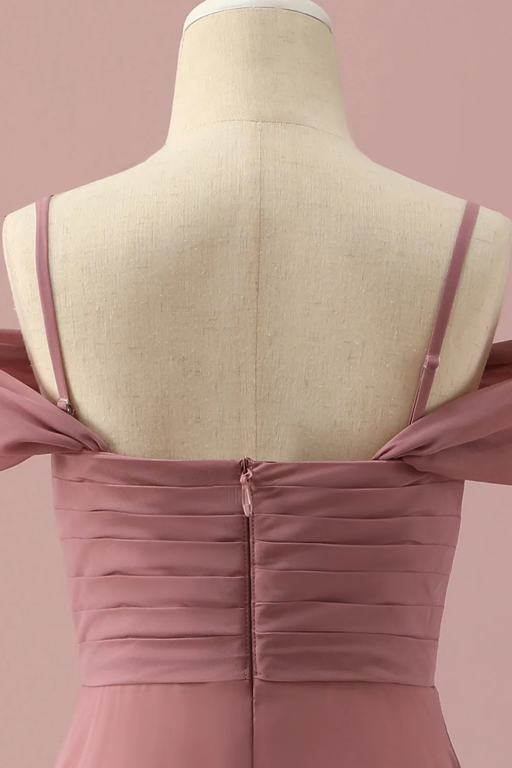 Blush Spaghetti Straps Chiffon Junior Bridesmaid Dress sold by Zapaka product image thumbnail 5