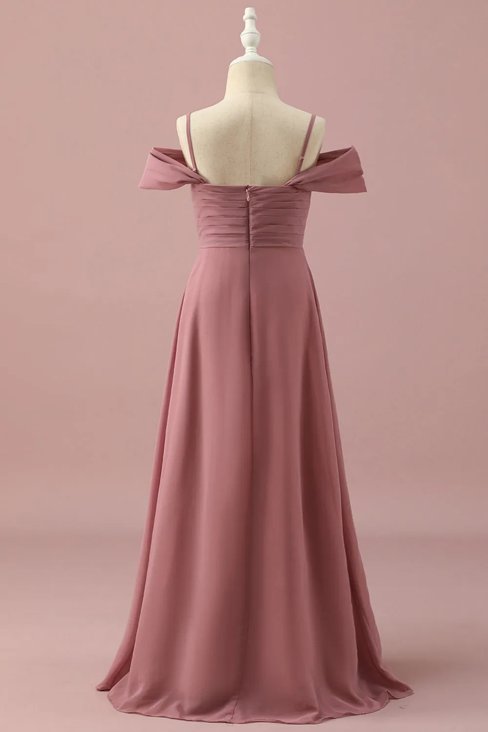 Blush Spaghetti Straps Chiffon Junior Bridesmaid Dress sold by Zapaka product image thumbnail 2