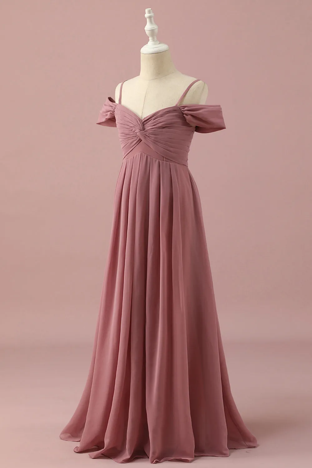 Blush Spaghetti Straps Chiffon Junior Bridesmaid Dress sold by Zapaka product image thumbnail 3