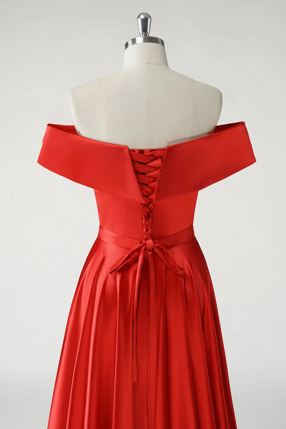 Red A Line Off the Shoulder Ruched Long Prom Dress sold by Zapaka product image thumbnail 5