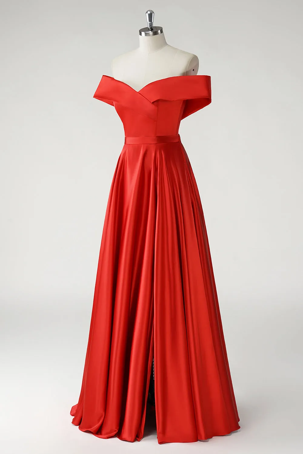 Red A Line Off the Shoulder Ruched Long Prom Dress sold by Zapaka product image thumbnail 3