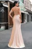 Champagne Mermaid Off the Shoulder Corset Long Prom Dress with Slit sold by Zapaka