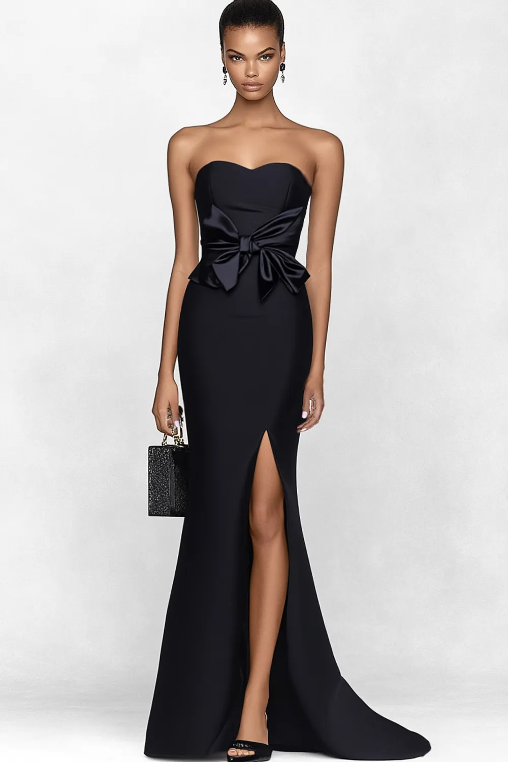 Strapless Mermaid Black Long Celebrity Dress with Slit sold by Zapaka