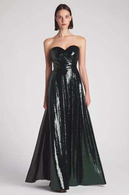 Sparkly Dark Green Sweetheart Long Formal Dress sold by Zapaka