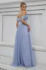 Blue Tulle Off the Shoulder A Line Formal Dress sold by Zapaka