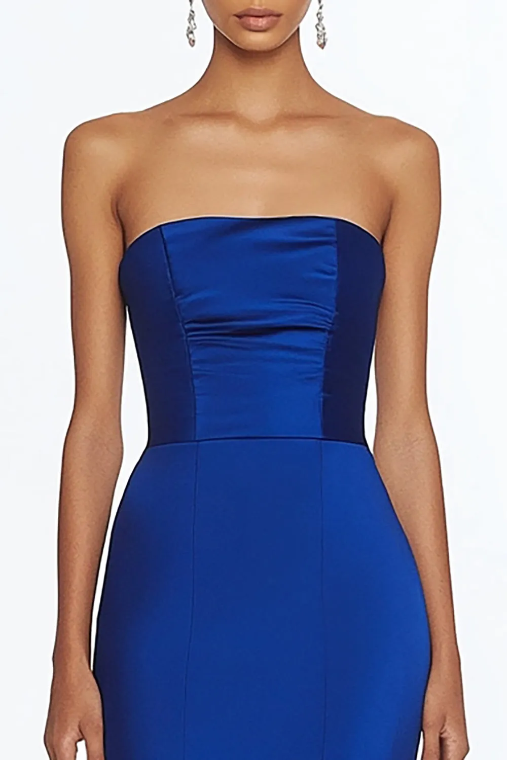 Mermaid Strapless Royal Blue Satin Long Formal Dress with Slit sold by Zapaka product image thumbnail 2
