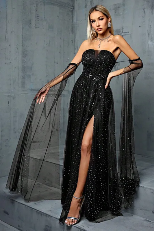 Sparkly Off the Shoulder Maxi Tulle Prom Dress sold by Zapaka