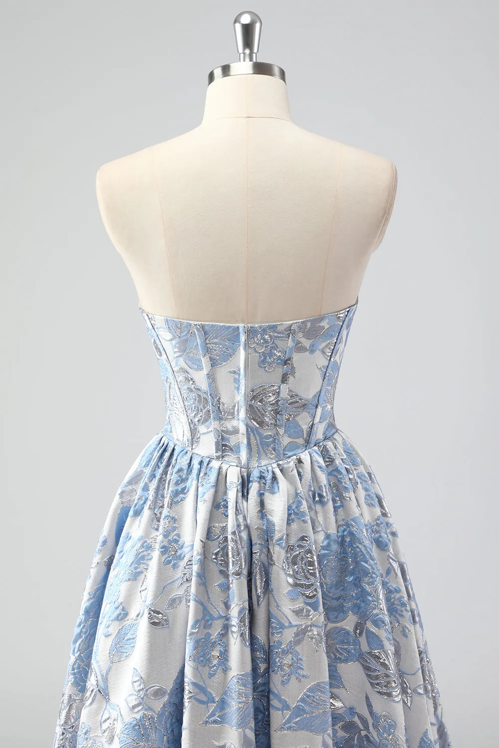 Cute Blue A-Line Sweetheart Brocade Corset Long Prom Dress sold by Zapaka product image thumbnail 5
