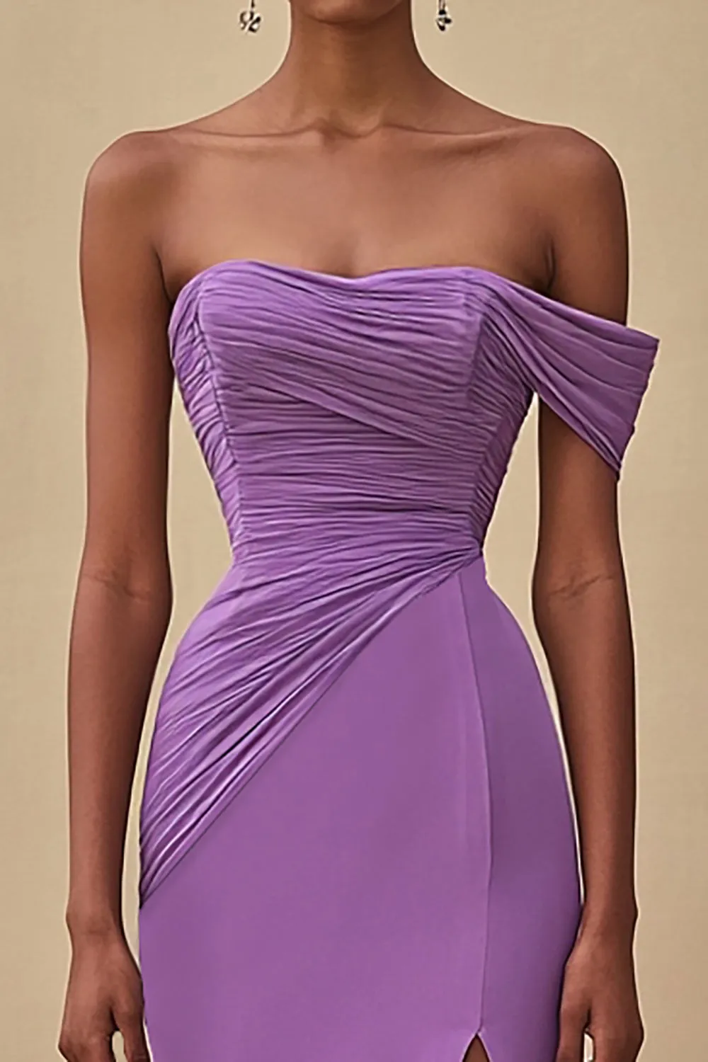 Off Shoulder Purple Mermaid Long Formal Dress with Slit sold by Zapaka product image thumbnail 2